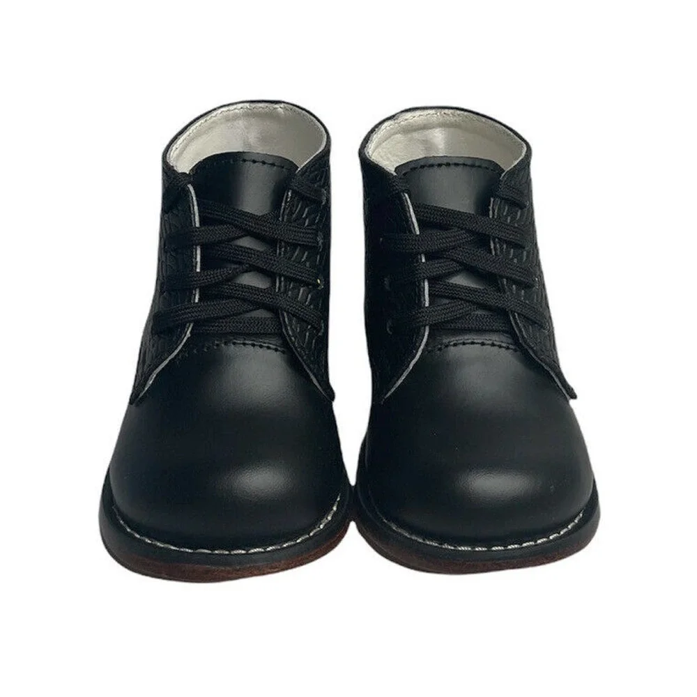 NEW Josmo Black Leather Lace Up Baby Toddler Walking Shoes Boy Girl Size 5